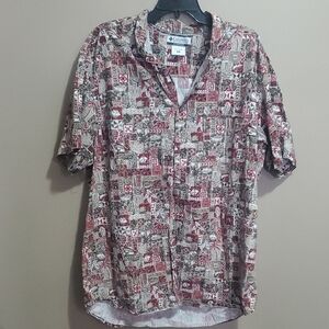 Columbia Men's Red Patterned Shirt Size XL